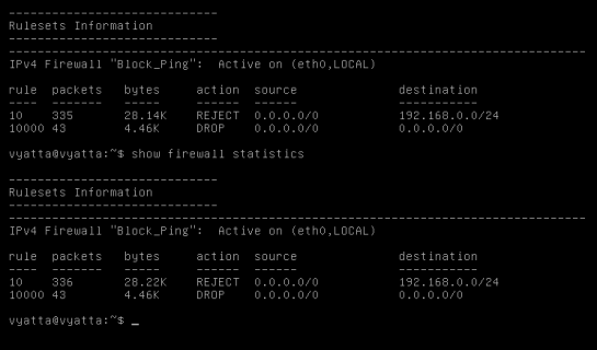 show firewall statistics
